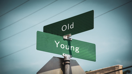 Street Sign Young versus Old