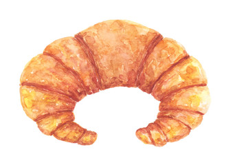 Watercolor croissant isolated on white background