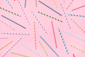 Closeup of drinking straws for party