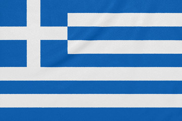 Flag of Greece on textured fabric. Patriotic symbol