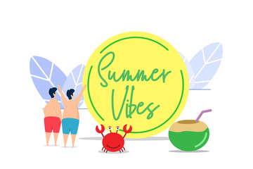 summer party flat creative illustration vector of graphic , summer holiday flat illustration vector , vector hello summer flat illustration for banner website landing page