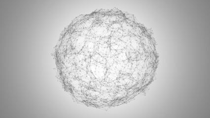 Abstract digital 3d render connected network sphere. Artificial intelligence. Global network concept. Abstract geometric spherical shape