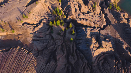 Drone flies above mountains