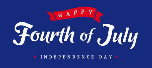 Fourth of July, United States of America Independence Day vintage logo. Calligraphic 4th of July typography design for banner or poster. Vector Illustration
