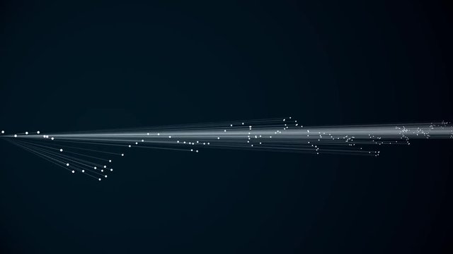 Abstract computer generated geometrical animation, amorphous shape from dots and lines, abstract animation of future shape, 4K animation for web or presentation