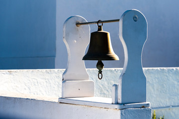 Obraz premium A Cycladic style architectural detail, bell, Milos, Greece