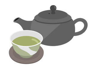 急須で入れたお茶のイラスト