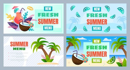 New Fresh Cocktail and Food Menu Resort Banner Set