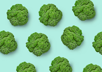 Broccoli cabbage on a white background. Top view of broccoli. Isolated