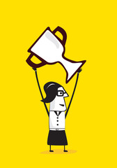 Businesswomen holding up a trophy