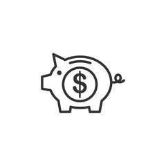 Piggy bank icon template black color editable. Piggy bank symbol Flat vector sign isolated on white background. Simple vector illustration for graphic and web design.