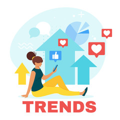 Blogger searching popular content vector web banner template