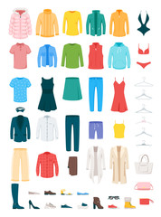 Clothes and accessories vector illustrations set