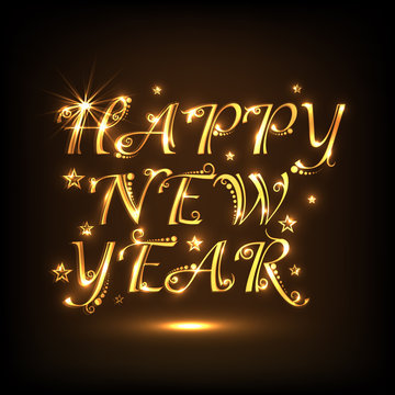 Shiny text design for Happy New Year 2015 celebration.