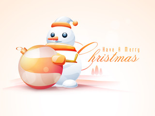 Merry Christmas celebration with snowman and Xmas Ball.