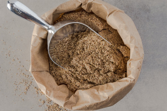 Ground Flaxseed in a Paper Bag