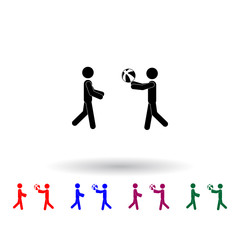 play on the beach with a ball multi color icon. Elements of beach holidays set. Simple icon for websites, web design, mobile app, info graphics