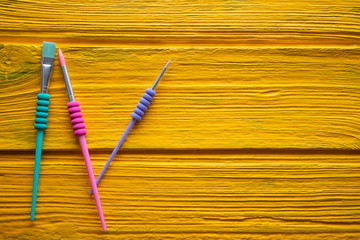 Back to school supplies colorful brushes