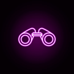 binoculars neon icon. Elements of camping set. Simple icon for websites, web design, mobile app, info graphics