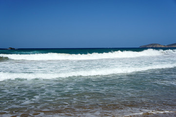 Waves on the beach.Ibiza Island.Spain.