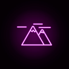 the mountains neon icon. Elements of camping set. Simple icon for websites, web design, mobile app, info graphics