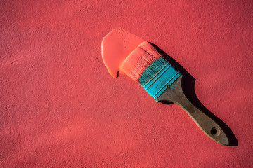 Coral color grunge brush with paint