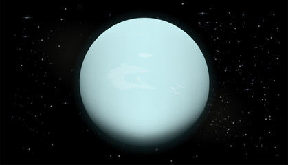 Uranus planet in space with stars. 