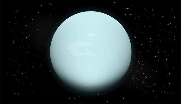 Uranus planet in space with stars. 