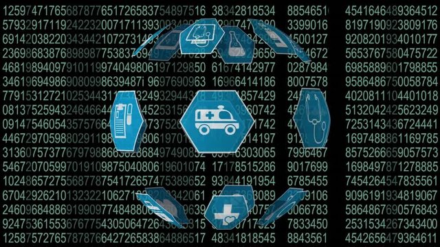 Medical icons and binary codes