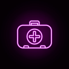 Obraz premium first-aid kit neon icon. Elements of camping set. Simple icon for websites, web design, mobile app, info graphics