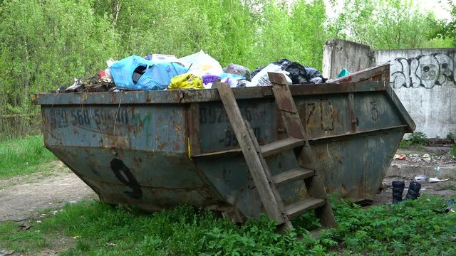 A large container filled with garbage