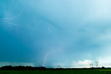 Lightning over Agricultural Field
