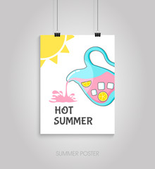 Summer poster card. Hot summer
