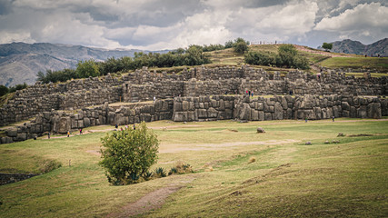 Inca ruins of Sacsayhuaman in the city of Cusco in Peru