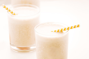 Pink smoothie in glasses