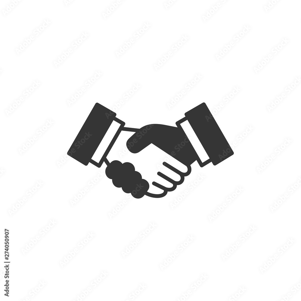 Fototapete Handshake icon template black color editable. Handshake symbol Flat vector sign isolated on white background. Simple vector illustration for graphic and web design.