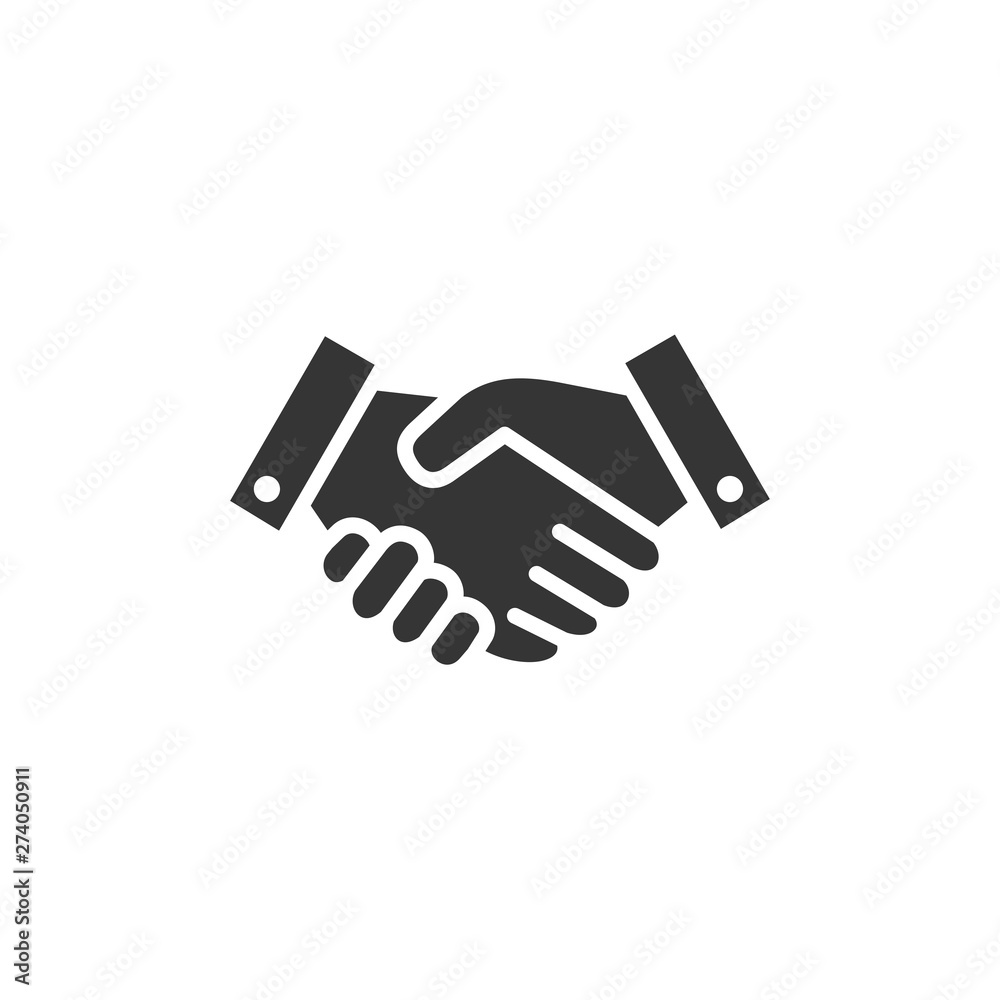 Poster handshake icon template black color editable. handshake symbol flat vector sign isolated on white ba