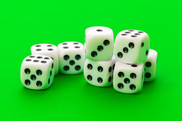 Sport dice on green background