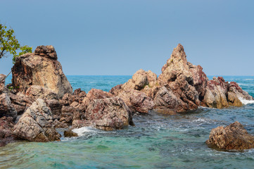 Summer Concept of Rock in the sea at Ko Lon Pattaya city,Thailand