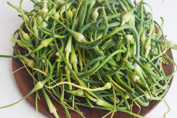 Garlic seeds. Harvest.