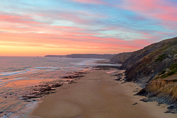 Fototapeta na wymiar Incredible sunset at the westcoast from Portugal