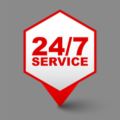 red vector banner 24/7 service