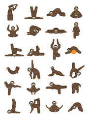 Sloth yoga collection. Funny cartoon animals in different postures set © a7880ss