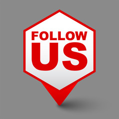 red vector banner follow us