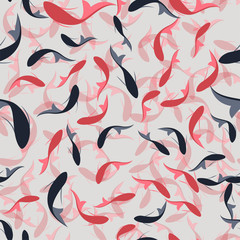 pattern. seamless. red fish. Chinese painting