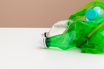 Used plastic bottles  for recycling, conceptual image