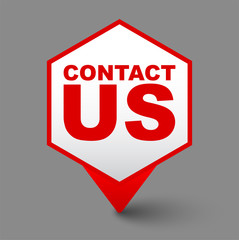 red vector banner contact us