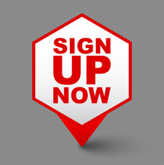 red vector banner sign up now