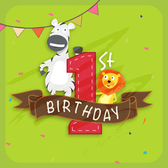 Kids 1st birthday Invitation card.