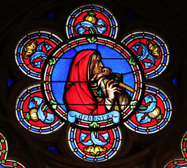 Deborah, stained glass window from Saint Germain-l'Auxerrois church in Paris, France